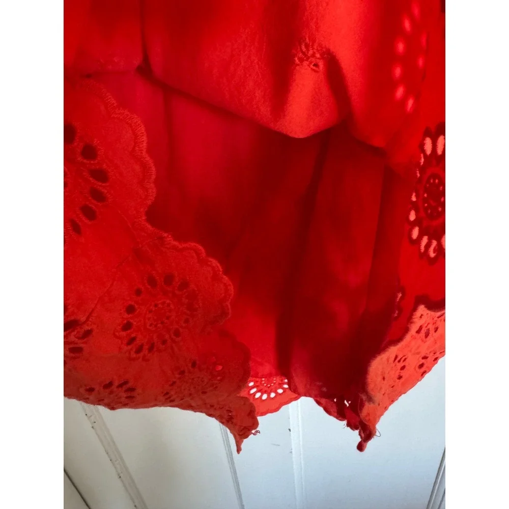 Kate Spade orange ruffle‎ sleeve eyelet top size medium